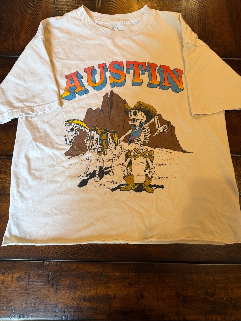 J Galt Austin Graphic Tee in Off-White with Multicolor Print
